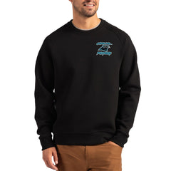 Carolina Panthers Cutter & Buck Throwback Roam Recycled Raglan Pullover Sweatshirt Black | NFL