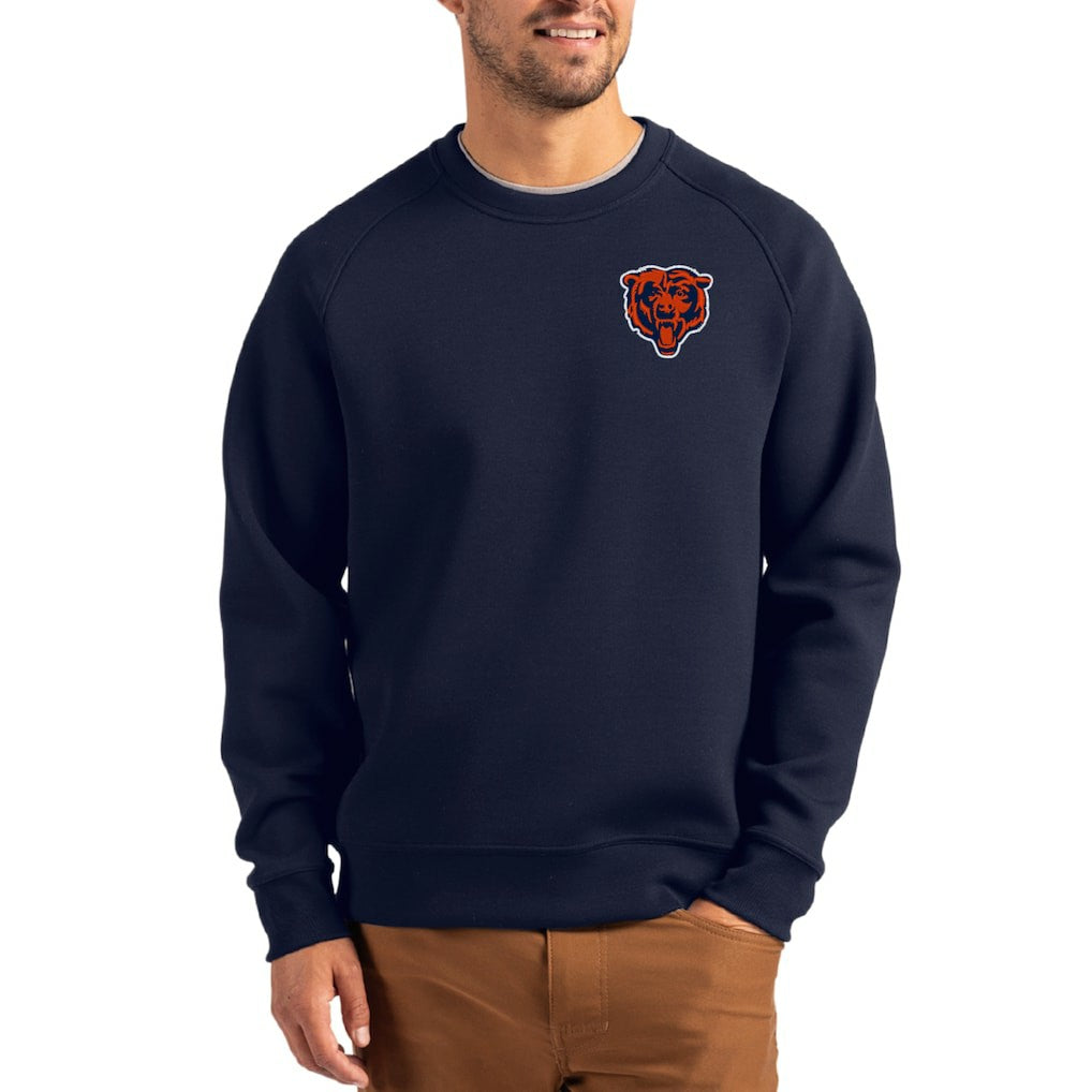 Chicago Bears Cutter & Buck Throwback Roam Recycled Raglan Pullover Sweatshirt Navy | NFL