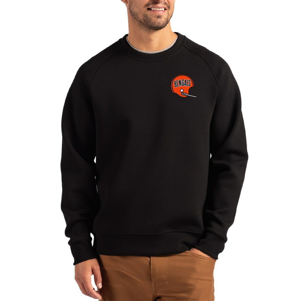 Cincinnati Bengals Cutter & Buck Throwback Roam Recycled Raglan Pullover Sweatshirt Black | NFL