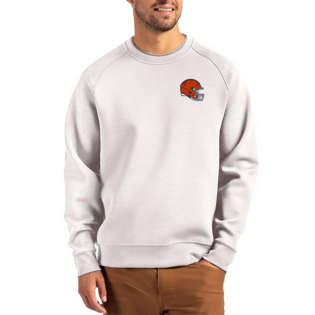 Cleveland Browns Cutter & Buck Helmet Roam Recycled Raglan Pullover Sweatshirt Gray | NFL