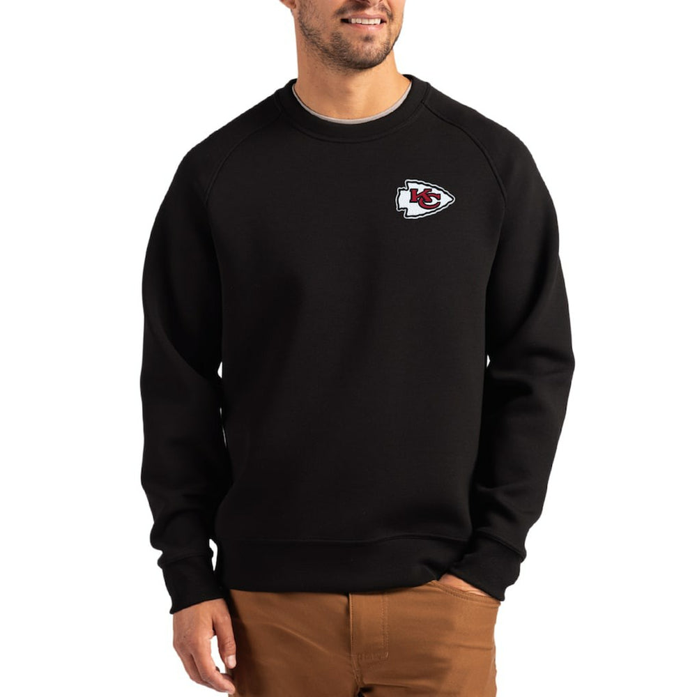 Kansas City Chiefs Cutter & Buck Primary Logo Roam Recycled Raglan Pullover Sweatshirt Black | NFL