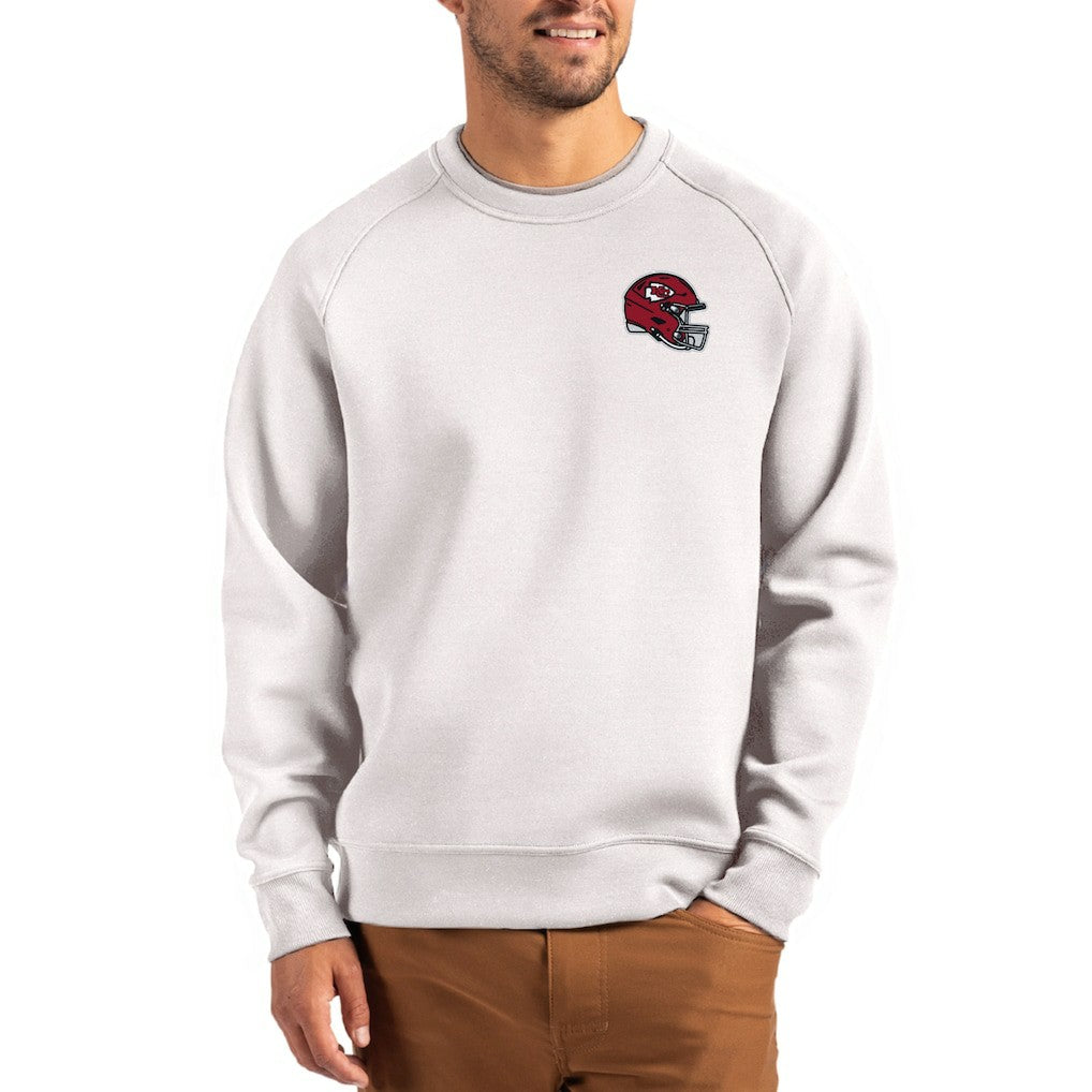 Kansas City Chiefs Cutter & Buck Helmet Roam Recycled Raglan Pullover Sweatshirt Gray | NFL