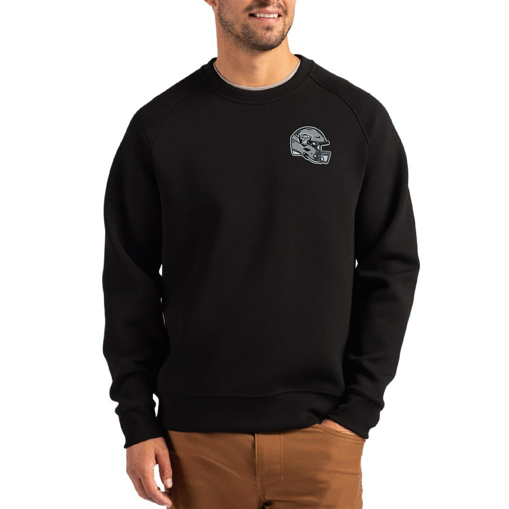 Las Vegas Raiders Cutter & Buck Helmet Roam Recycled Raglan Pullover Sweatshirt Black | NFL