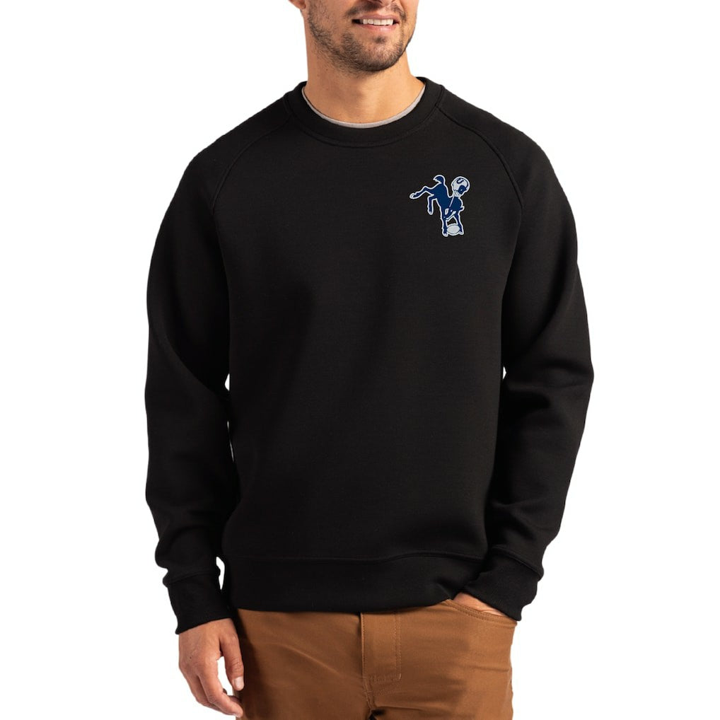 Indianapolis Colts Cutter & Buck Throwback Roam Recycled Raglan Pullover Sweatshirt Black | NFL
