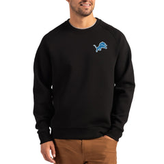 Detroit Lions Cutter & Buck Primary Logo Roam Recycled Raglan Pullover Sweatshirt Black | NFL