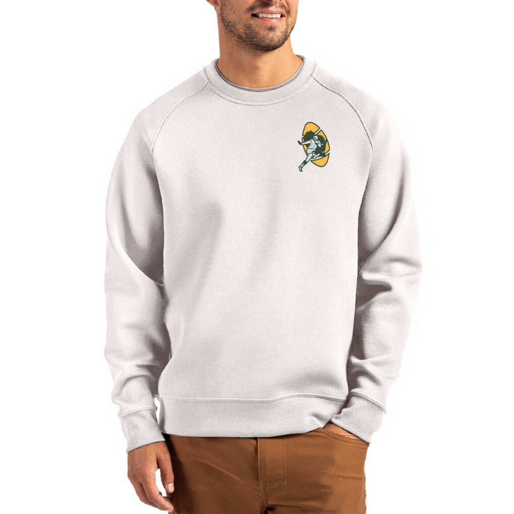 Green Bay Packers Cutter & Buck Throwback Roam Recycled Raglan Pullover Sweatshirt Gray | NFL