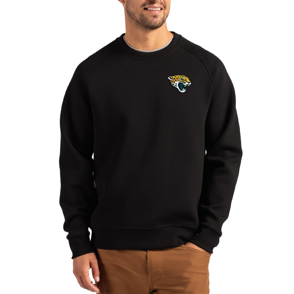 Jacksonville Jaguars Cutter & Buck Primary Logo Roam Recycled Raglan Pullover Sweatshirt Black | NFL