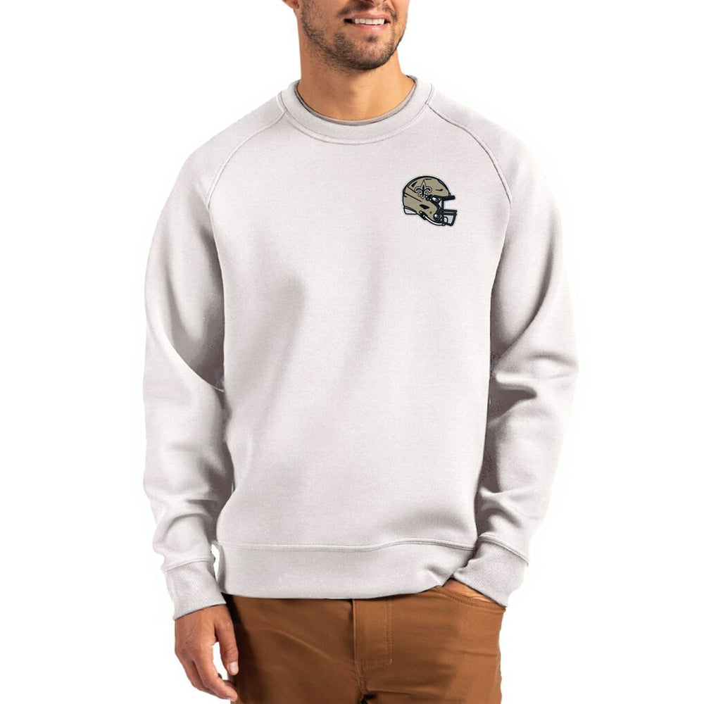 New Orleans Saints Cutter & Buck Helmet Roam Recycled Raglan Pullover Sweatshirt Gray | NFL