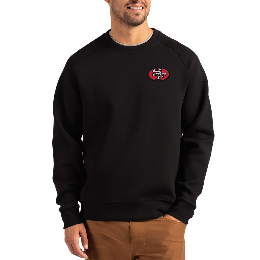 San Francisco 49ers Cutter & Buck Throwback Roam Recycled Raglan Pullover Sweatshirt Black | NFL