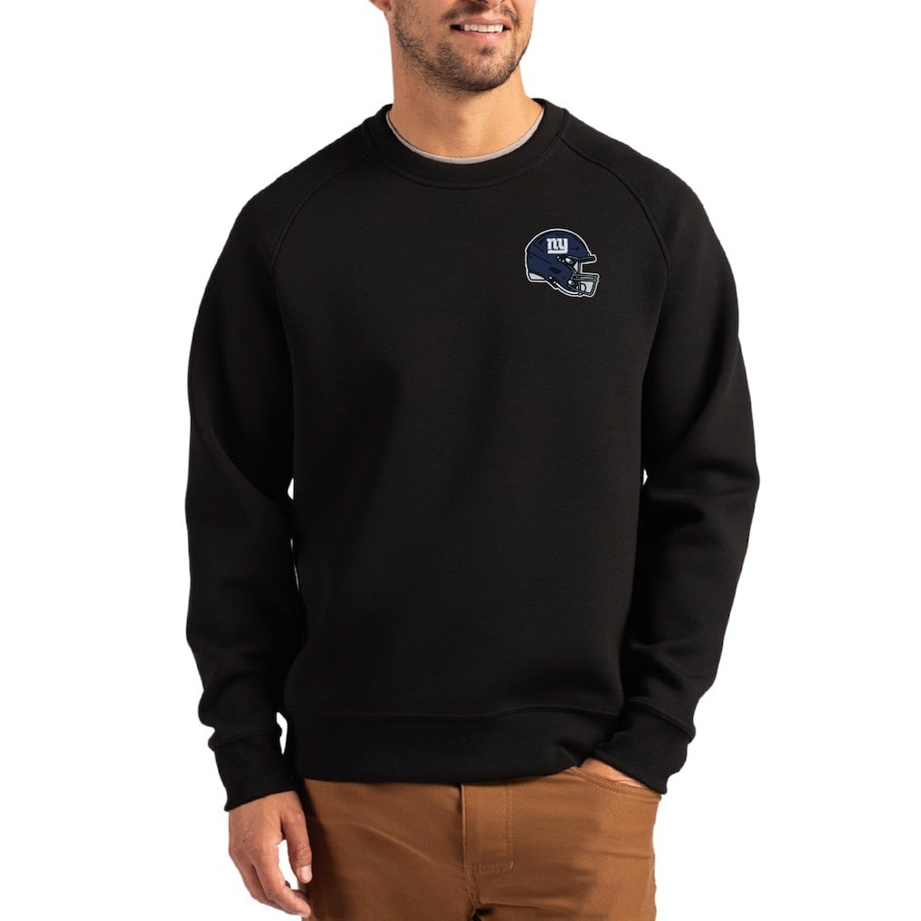 New York Giants Cutter & Buck Helmet Roam Recycled Raglan Pullover Sweatshirt Black | NFL