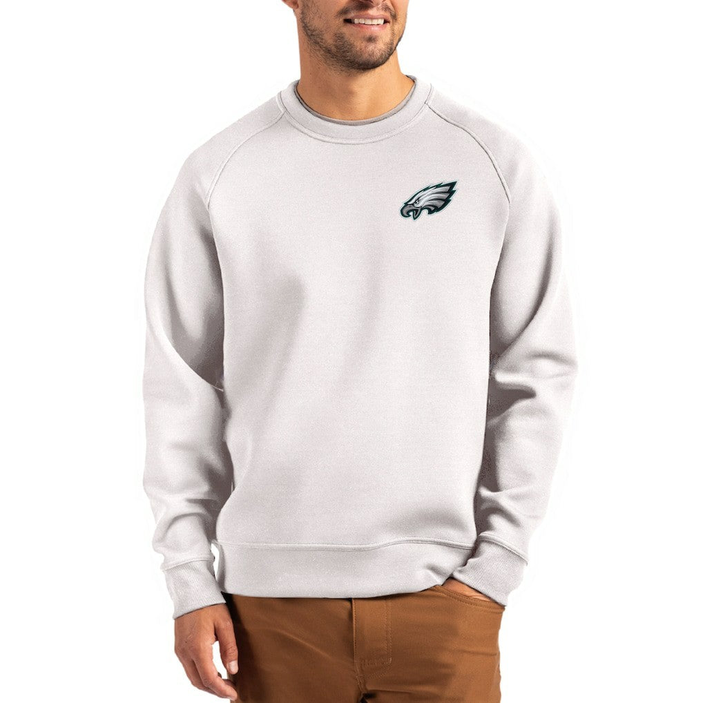 Philadelphia Eagles Cutter & Buck Primary Logo Roam Recycled Raglan Pullover Sweatshirt Gray | NFL