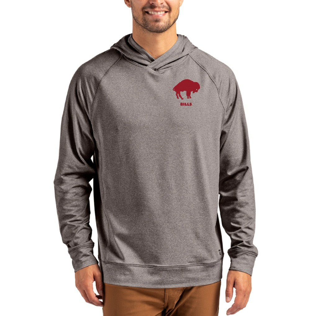 Buffalo Bills Cutter & Buck Adapt Historic Knit Recycled Raglan Pullover Hoodie Heather Gray | NFL