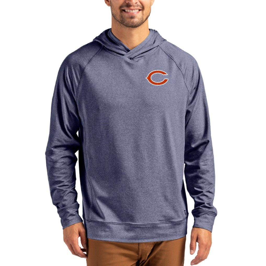 Chicago Bears Cutter & Buck Adapt Knit Recycled Raglan Pullover Hoodie Heather Navy | NFL