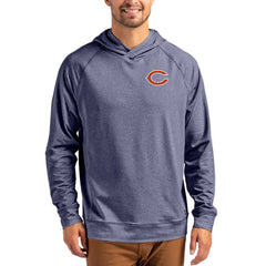 Chicago Bears Cutter & Buck Adapt Knit Recycled Raglan Pullover Hoodie Heather Navy | NFL