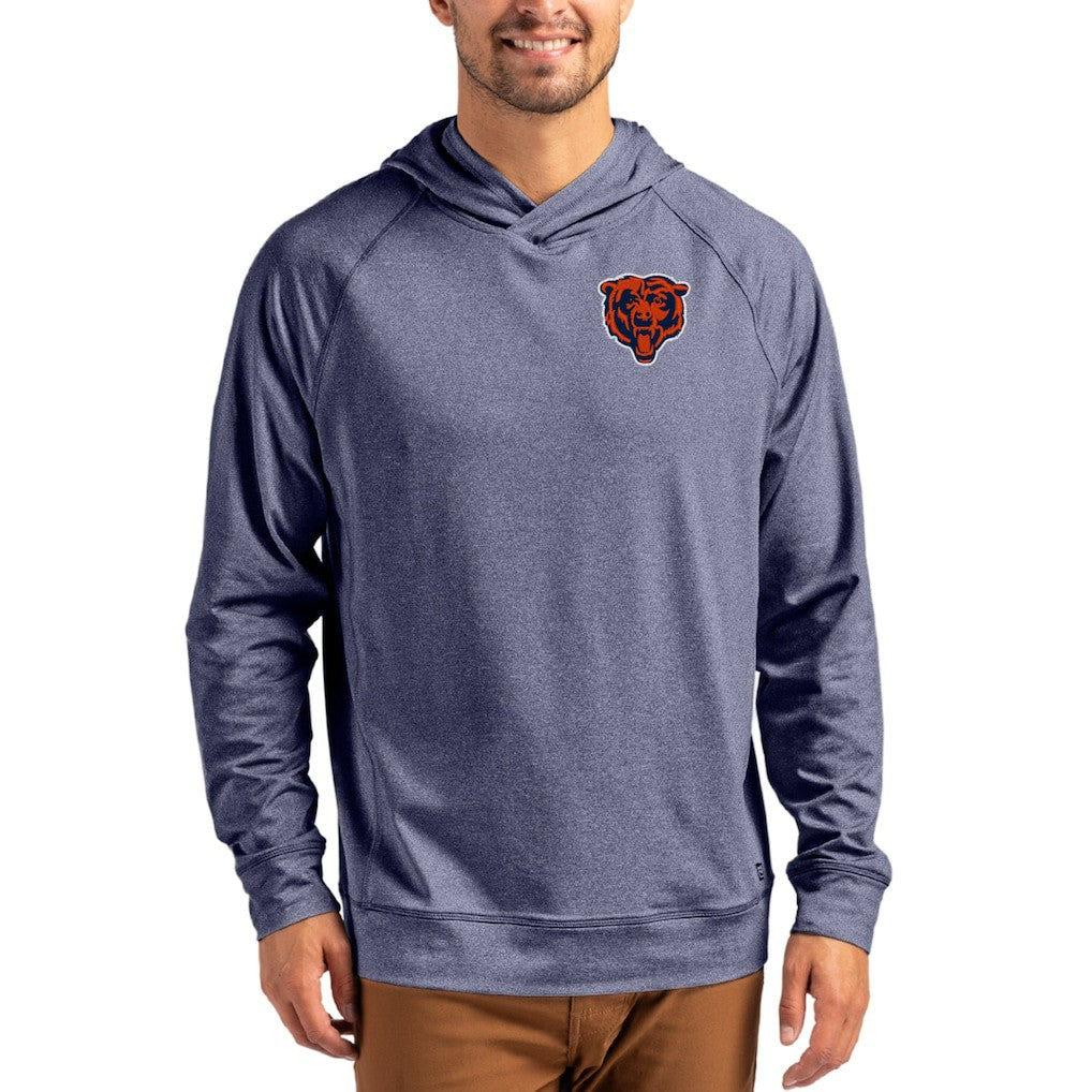 Chicago Bears Cutter & Buck Adapt Knit Recycled Raglan Pullover Hoodie Heather Navy | NFL