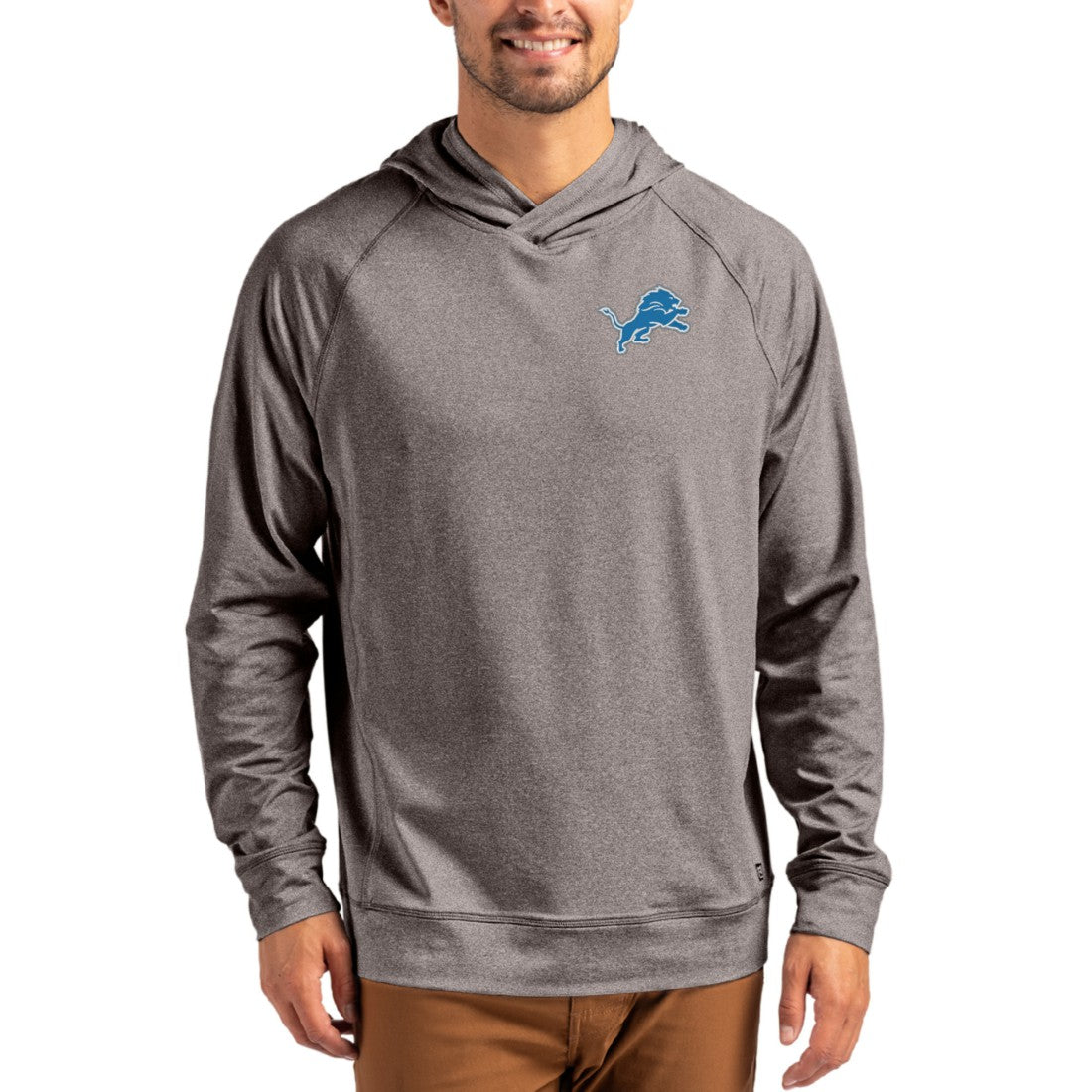 Detroit Lions Cutter & Buck Adapt Knit Recycled Raglan Pullover Hoodie Heather Gray | NFL