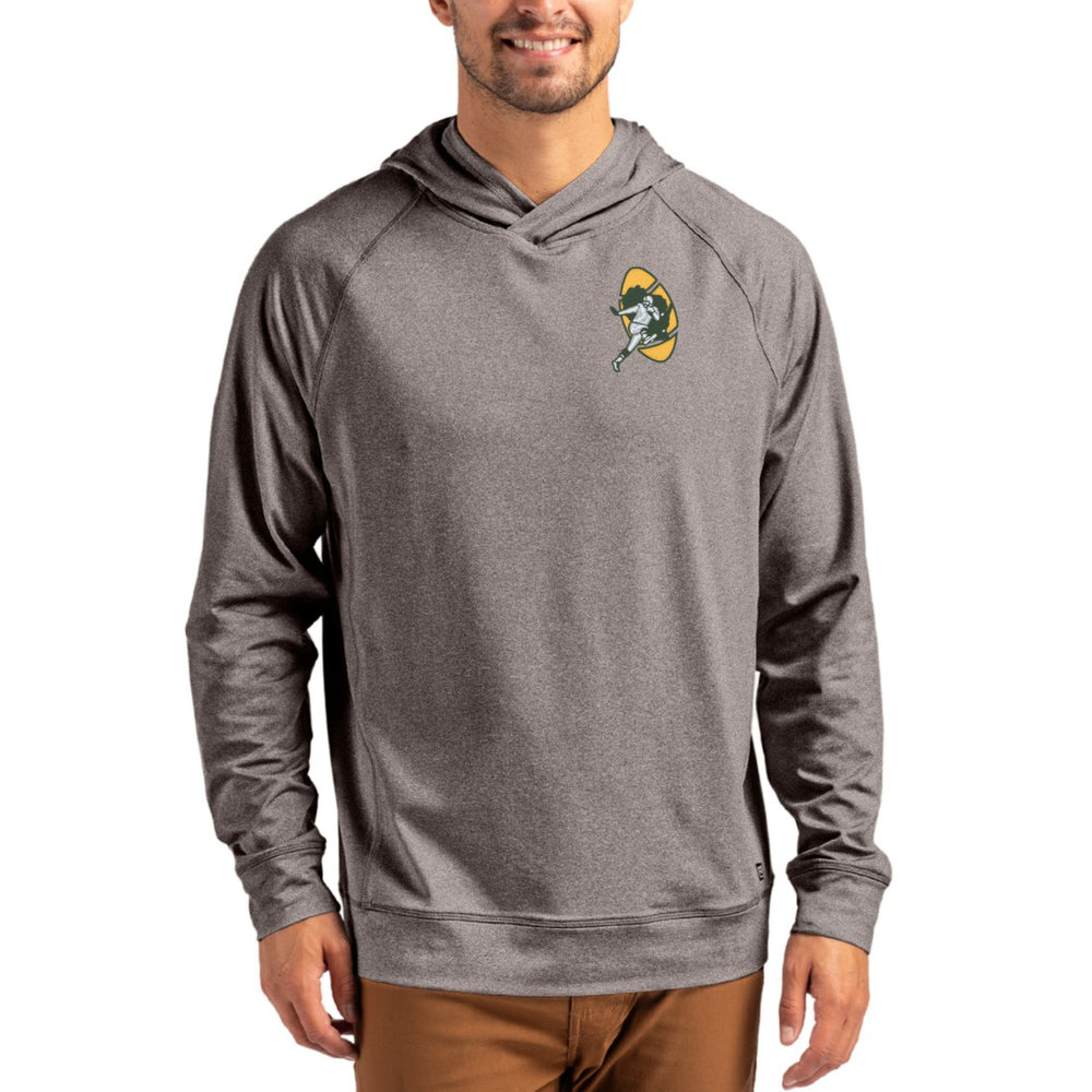 Green Bay Packers Cutter & Buck Adapt Historic Knit Recycled Raglan Pullover Hoodie Heather Gray | NFL