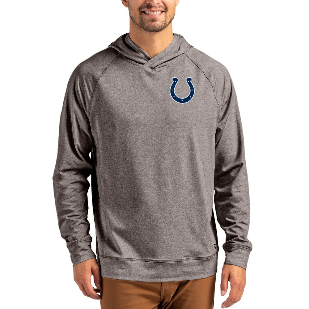 Indianapolis Colts Cutter & Buck Adapt Knit Recycled Raglan Pullover Hoodie Heather Gray | NFL