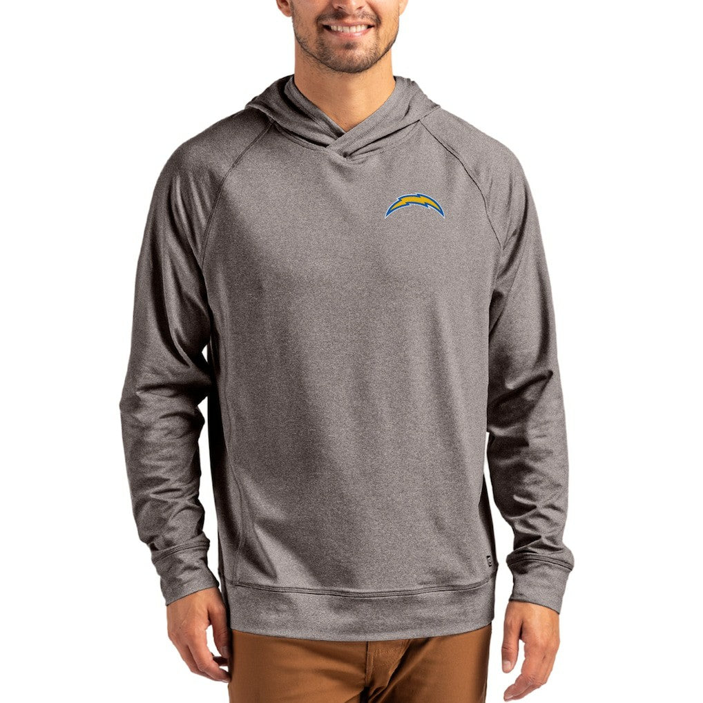 Los Angeles Chargers Cutter & Buck Adapt Knit Recycled Raglan Pullover Hoodie Heather Gray | NFL
