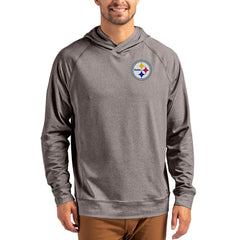 Pittsburgh Steelers Cutter & Buck Adapt Knit Recycled Raglan Pullover Hoodie Heather Gray | NFL