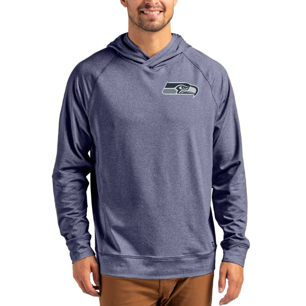 Seattle Seahawks Cutter & Buck Adapt Knit Recycled Raglan Pullover Hoodie Heather Navy | NFL