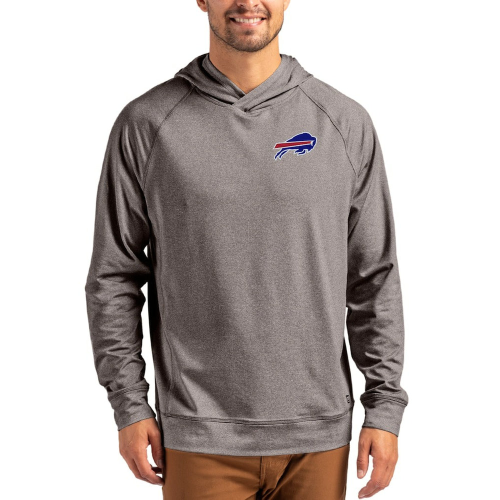 Buffalo Bills Cutter & Buck Adapt Knit Recycled Raglan Pullover Hoodie Heather Gray | NFL