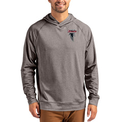 Atlanta Falcons Cutter & Buck Adapt Historic Knit Recycled Raglan Pullover Hoodie Heather Gray | NFL