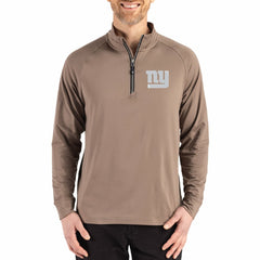 New York Giants Cutter & Buck Adapt Eco Knit Stretch Recycled Quarter-Zip Pullover Brown | NFL