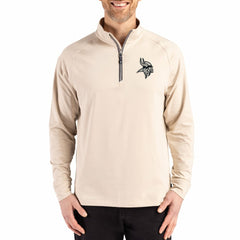 Minnesota Vikings Cutter & Buck Adapt Eco Knit Stretch Recycled Quarter-Zip Pullover Tan | NFL