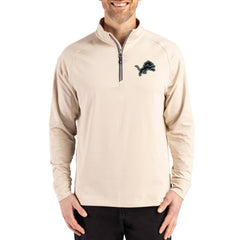 Detroit Lions Cutter & Buck Adapt Eco Knit Stretch Recycled Quarter-Zip Pullover Tan | NFL