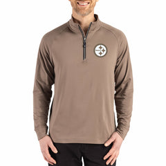 Pittsburgh Steelers Cutter & Buck Adapt Eco Knit Stretch Recycled Quarter-Zip Pullover Brown | NFL