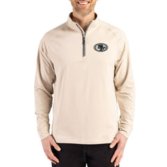 San Francisco 49ers Cutter & Buck Adapt Eco Knit Stretch Recycled Quarter-Zip Pullover Tan | NFL