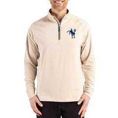 Indianapolis Colts Cutter & Buck Throwback Logo Adapt Eco Knit Stretch Recycled Quarter-Zip Pullover Tan | NFL
