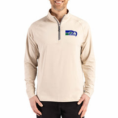 Seattle Seahawks Cutter & Buck Adapt Eco Knit Stretch Recycled Quarter-Zip Pullover Tan | NFL