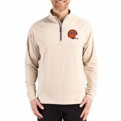 Cincinnati Bengals Cutter & Buck Throwback Logo Adapt Eco Knit Stretch Recycled Quarter-Zip Pullover Tan | NFL
