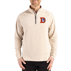 Denver Broncos Cutter & Buck Throwback Logo Adapt Eco Knit Stretch Recycled Quarter-Zip Pullover Tan | NFL