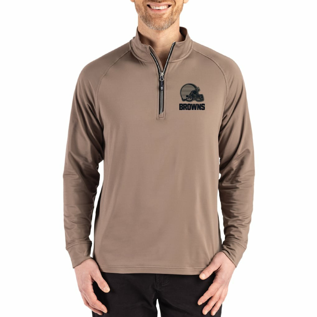 Cleveland Browns Cutter & Buck Adapt Eco Knit Stretch Recycled Quarter-Zip Pullover Brown | NFL