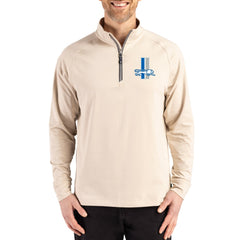 Detroit Lions Cutter & Buck Throwback Logo Adapt Eco Knit Stretch Recycled Quarter-Zip Pullover Tan | NFL