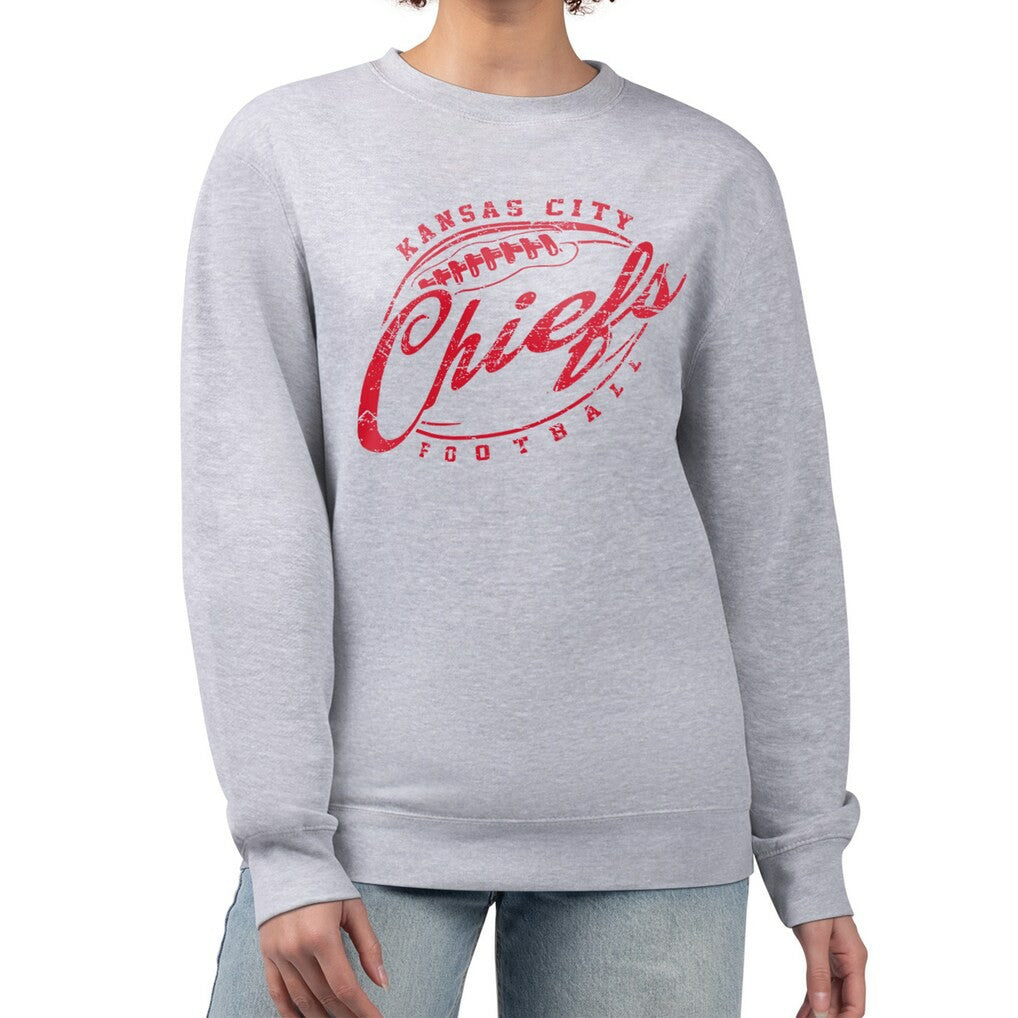 Kansas City Chiefs G-III 4Her by Carl Banks Women's Distressed Graphics Fleece Pullover Sweatshirt Gray | NFL