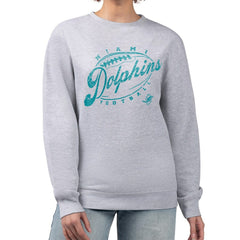 Miami Dolphins G-III 4Her by Carl Banks Women's Distressed Graphics Fleece Pullover Sweatshirt Gray | NFL