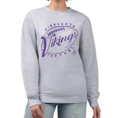 Minnesota Vikings G-III 4Her by Carl Banks Women's Distressed Graphics Fleece Pullover Sweatshirt Gray | NFL