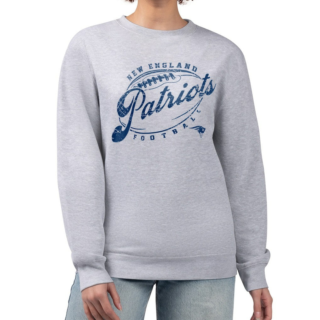 New England Patriots G-III 4Her by Carl Banks Women's Distressed Graphics Fleece Pullover Sweatshirt Gray | NFL