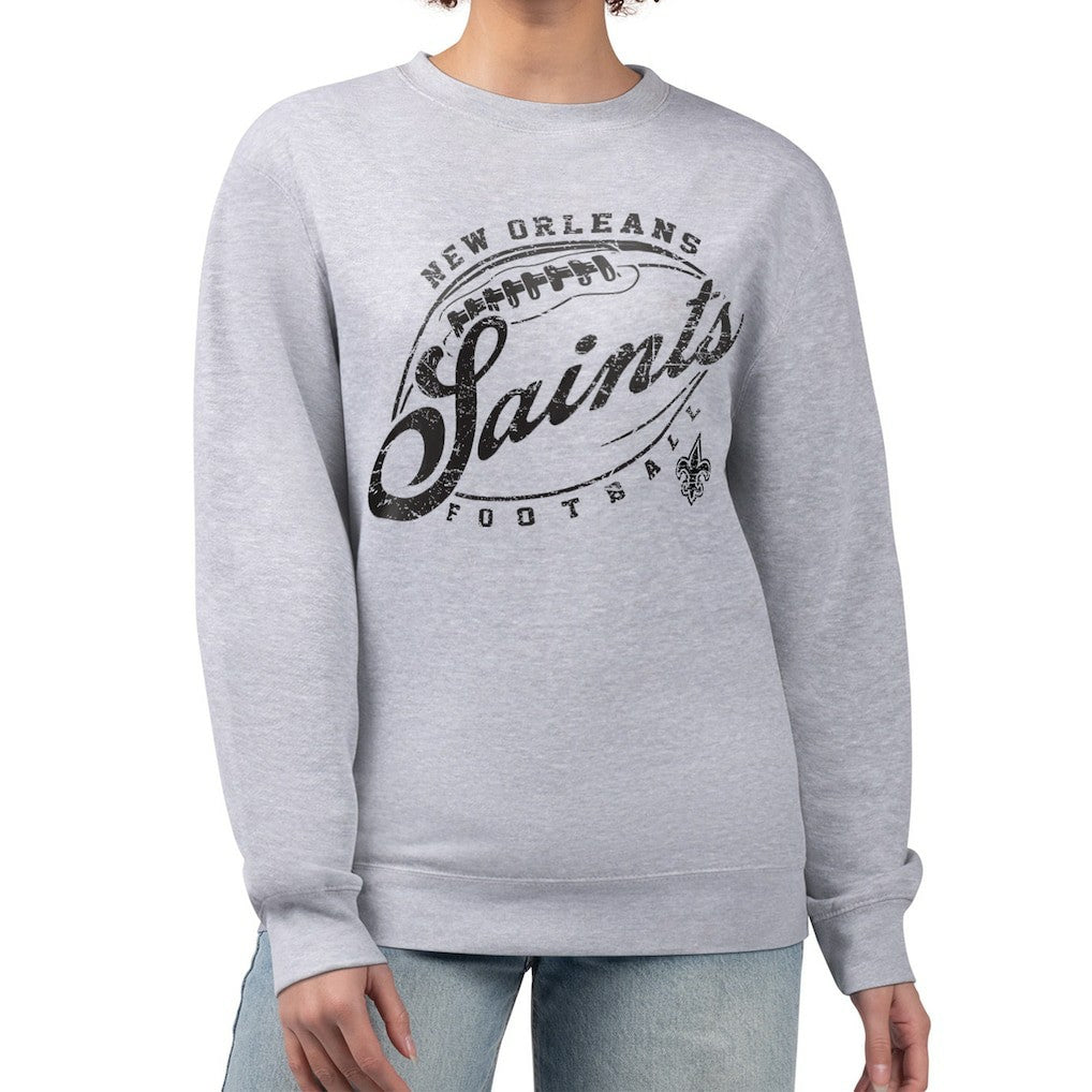 New Orleans Saints G-III 4Her by Carl Banks Women's Distressed Graphics Fleece Pullover Sweatshirt Gray | NFL