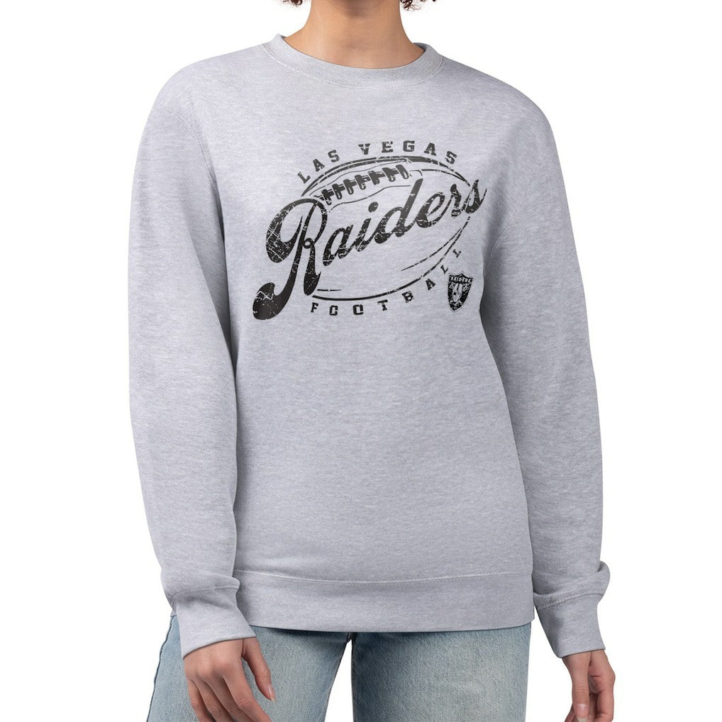 Las Vegas Raiders G-III 4Her by Carl Banks Women's Distressed Graphics Fleece Pullover Sweatshirt Gray | NFL