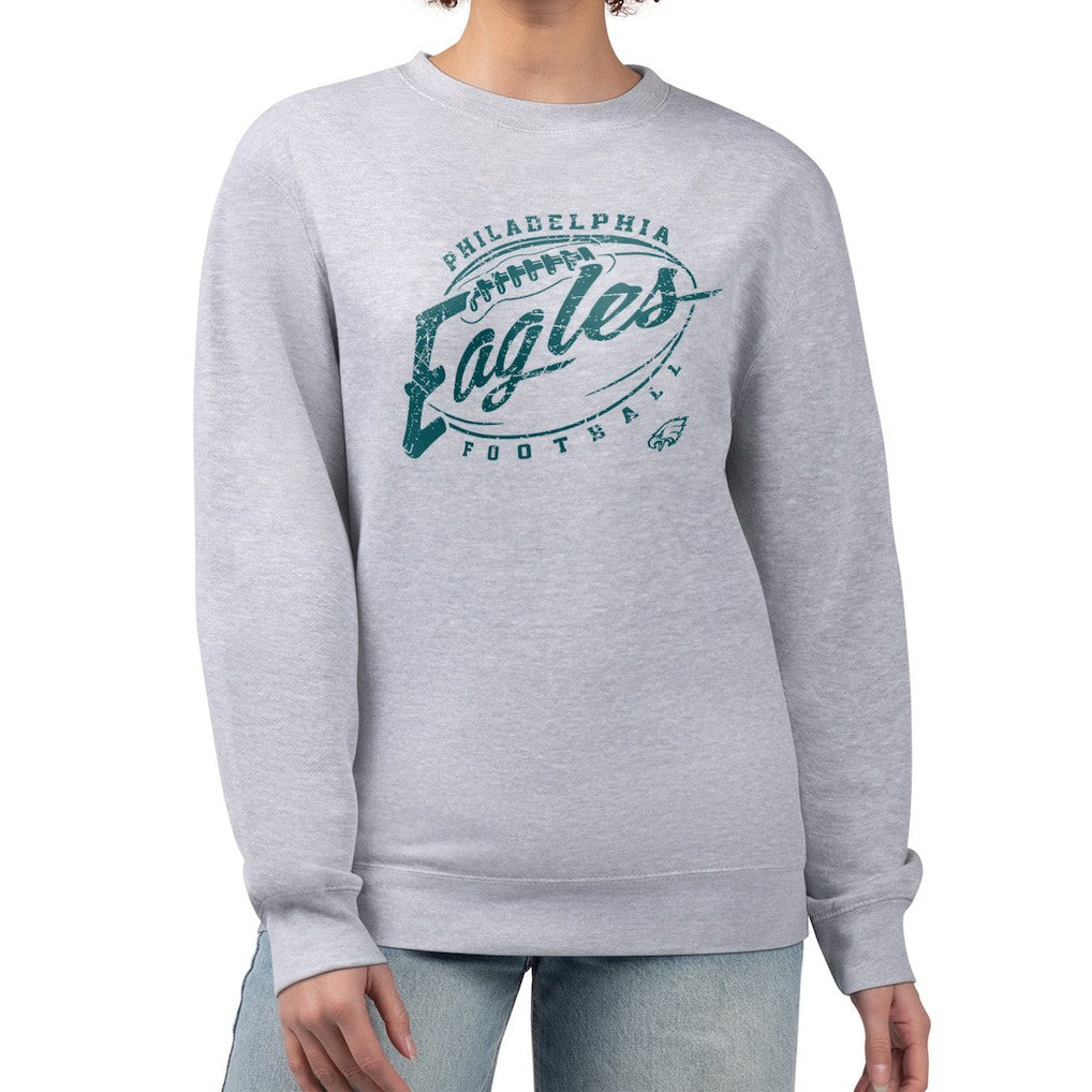 Philadelphia Eagles G-III 4Her by Carl Banks Women's Distressed Graphics Fleece Pullover Sweatshirt Gray | NFL