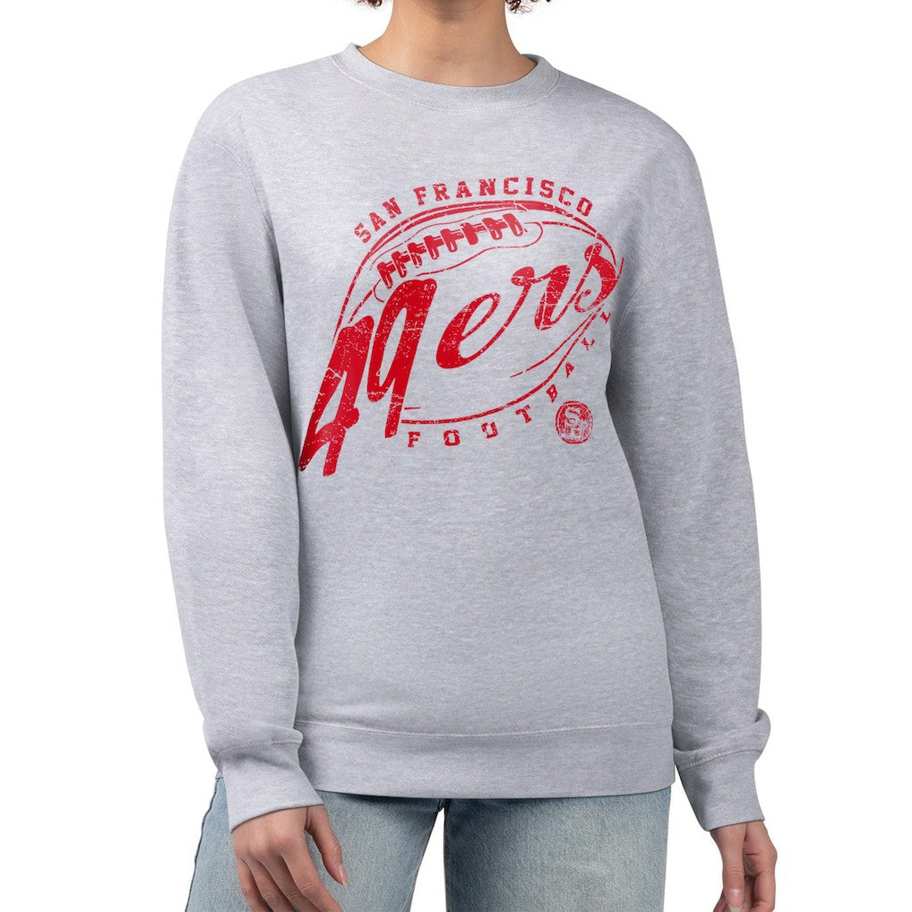 San Francisco 49ers G-III 4Her by Carl Banks Women's Distressed Graphics Fleece Pullover Sweatshirt Gray | NFL
