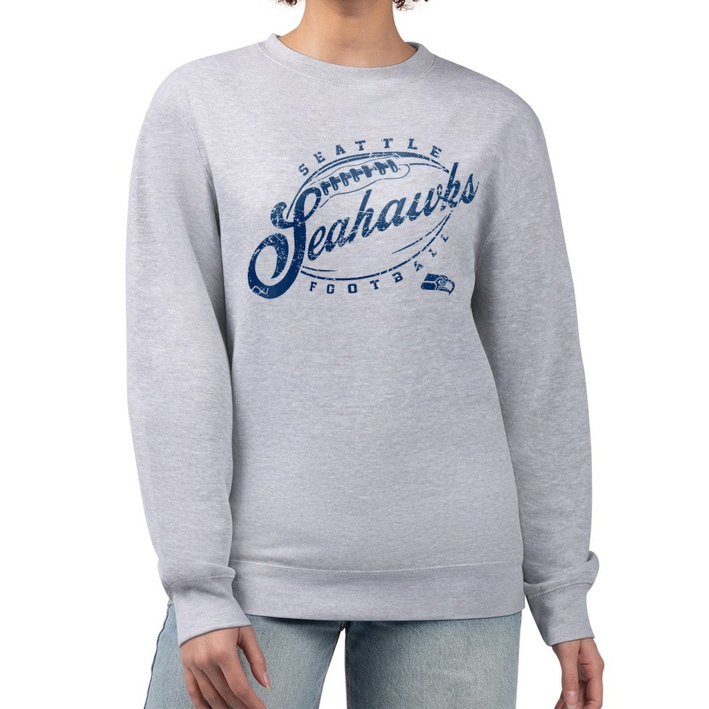 Seattle Seahawks G-III 4Her by Carl Banks Women's Distressed Graphics Fleece Pullover Sweatshirt Gray | NFL