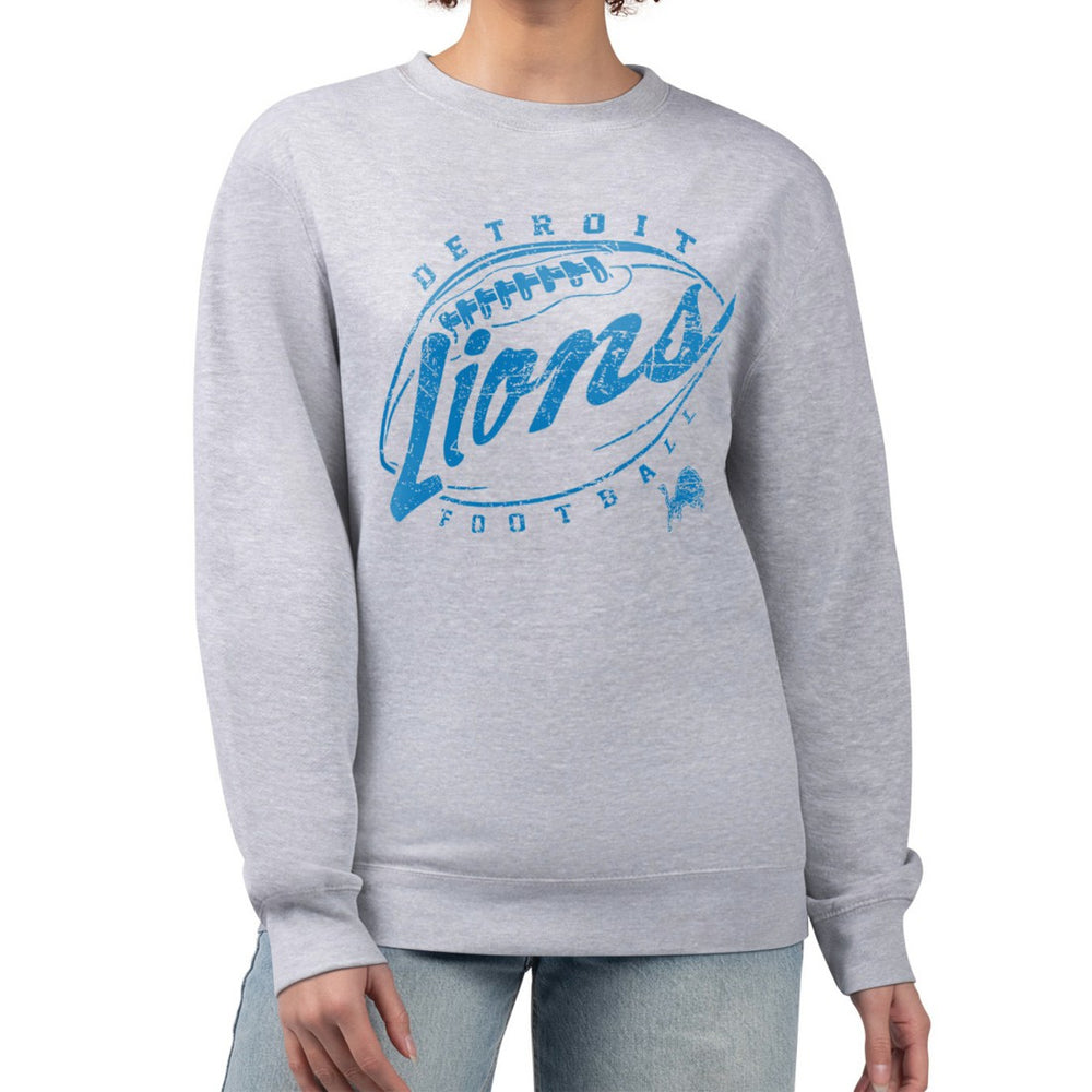 Detroit Lions G-III 4Her by Carl Banks Women's Distressed Graphics Fleece Pullover Sweatshirt Gray | NFL