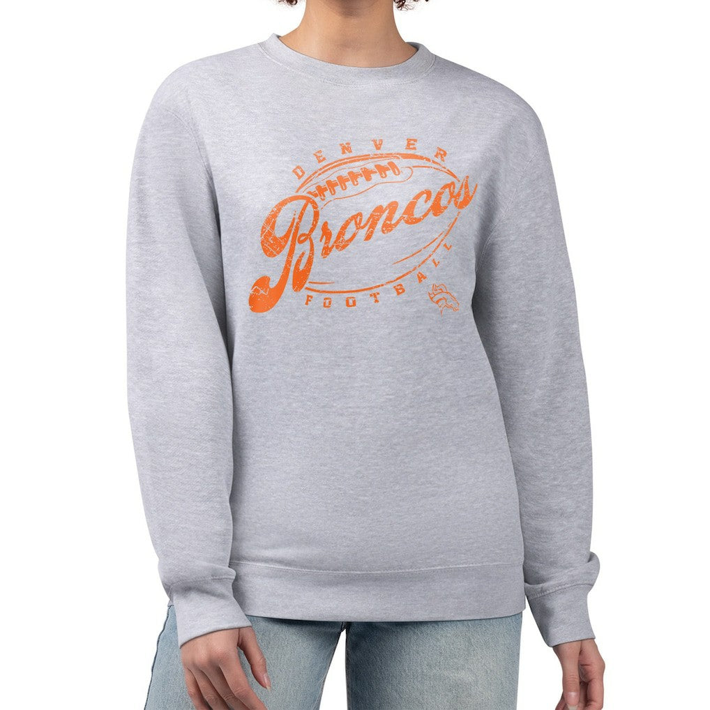 Denver Broncos G-III 4Her by Carl Banks Women's Distressed Graphics Fleece Pullover Sweatshirt Gray | NFL