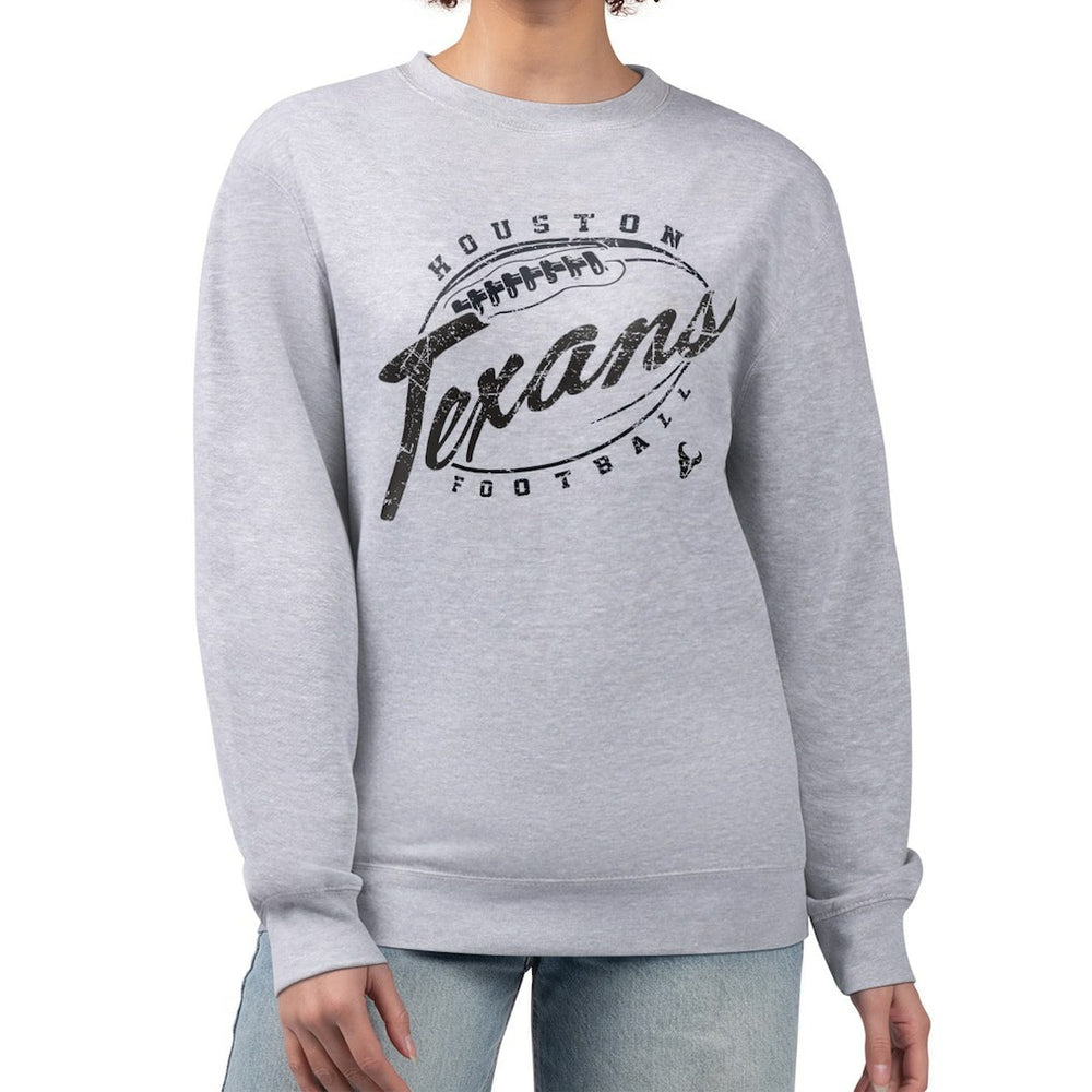 Houston Texans G-III 4Her by Carl Banks Women's Distressed Graphics Fleece Pullover Sweatshirt Gray | NFL
